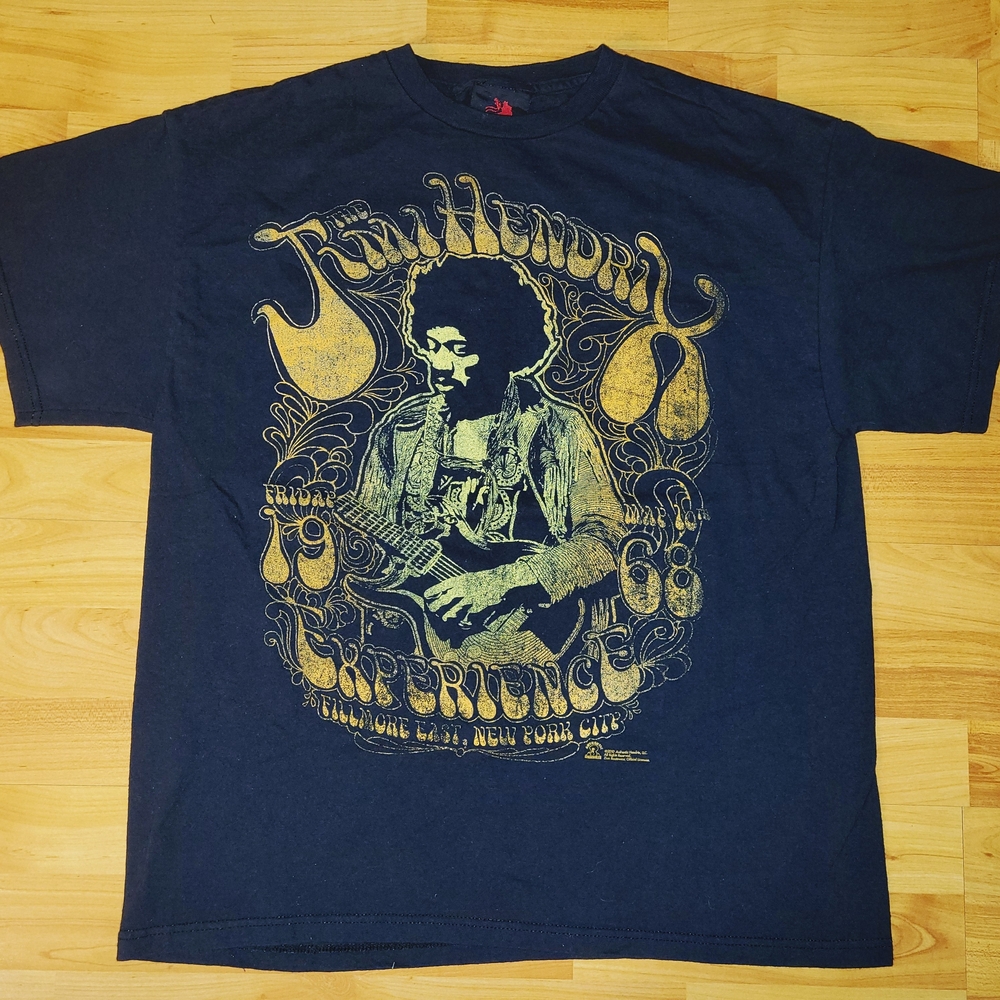 Jimi Hendrix Zion Rootswear 2010 Band Tee - Black and Gold, Large